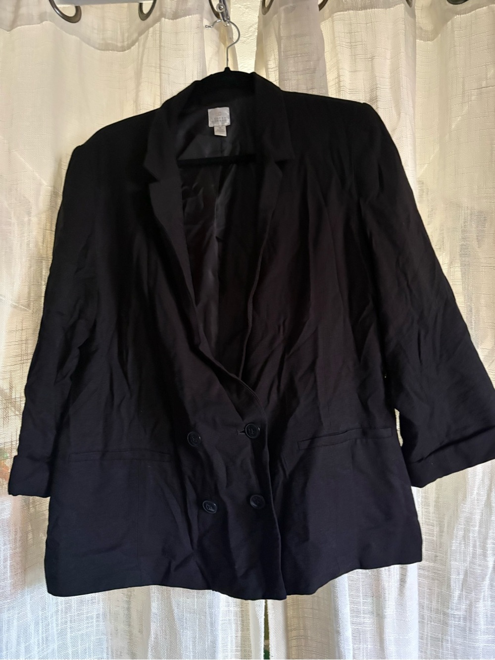 LC Lauren Conrad Black Double-Breasted Relaxed Blazer size 14